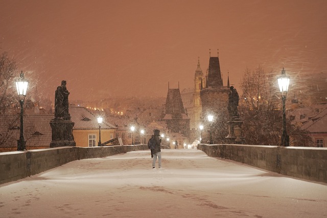 zasněžený Karlův most